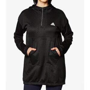 NWT Adidas Womens Black Half Zip Hoodie Large Sweatshirt Athleisure Streetwear‎